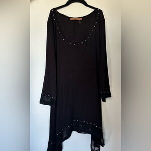 Black Belladini Dress Fishnet Studded Long Sleeve- VINTAGE